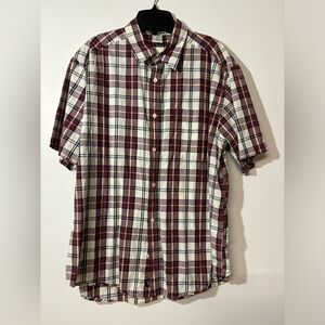 Men's Plaid Short Sleeve Shirt - Red and White
